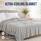 Cooling Blanket 60''x80''，Cold Blanket for Hot Sleepers,Lightweight Breathable, Instant Cool Fabric,Thin Summer Cooling Blanket for Couch, Bed & Travel,Portable with Drawstring Bag，Gray