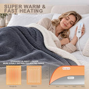 AEPINBH Flannel & Sherpa Electric Heated Blanket
