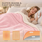 AEPINBH Flannel & Sherpa Electric Heated Blanket