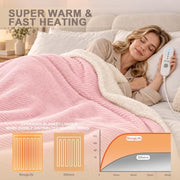 AEPINBH Flannel & Sherpa Electric Heated Blanket