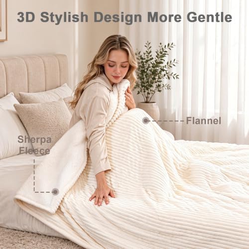 AEPINBH Flannel & Sherpa Electric Heated Blanket
