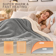 AEPINBH Flannel & Sherpa Electric Heated Blanket