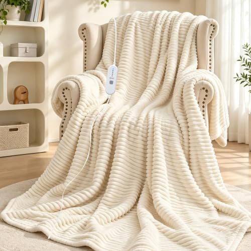 AEPINBH Flannel & Sherpa Electric Heated Blanket