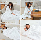 AEPINBH Soft Faux Rabbit Fur Bubble Electric Heated Blanket