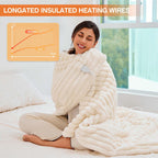 AEPINBH Stripe Faux Rabbit Fur Electric Heated Blanket