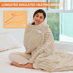 AEPINBH Stripe Faux Rabbit Fur Electric Heated Blanket