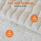 AEPINBH Stripe Faux Rabbit Fur Electric Heated Blanket