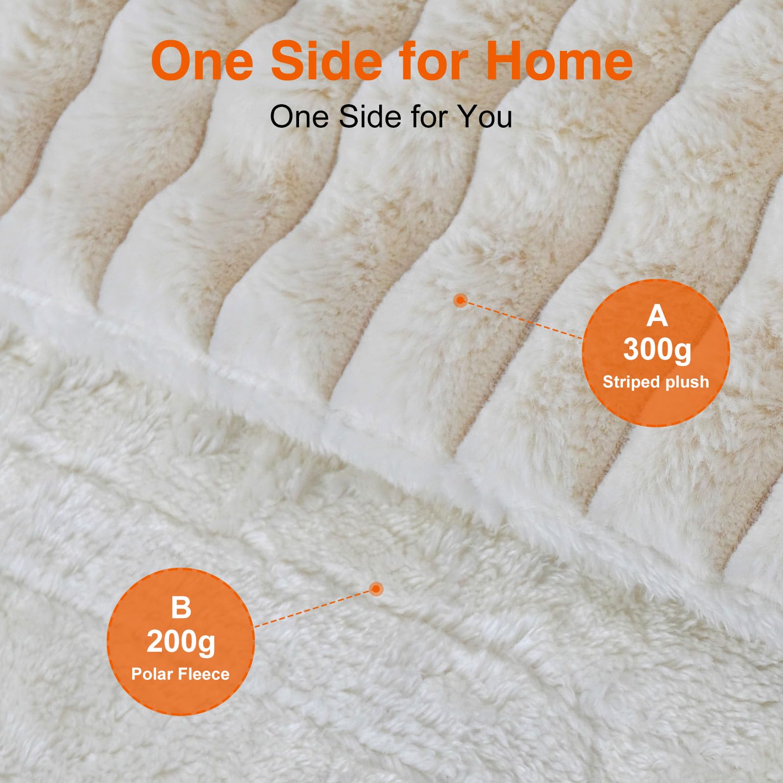 AEPINBH Stripe Faux Rabbit Fur Electric Heated Blanket