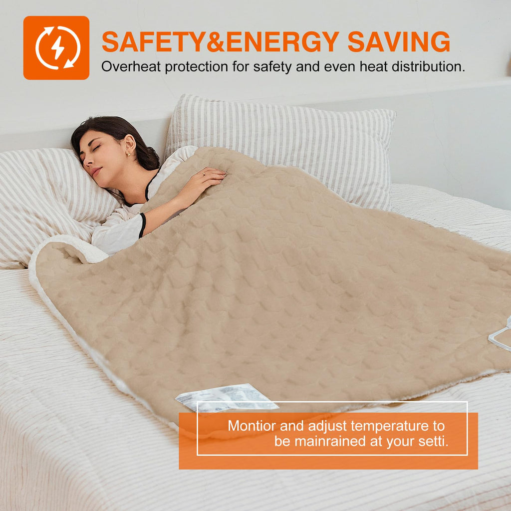 AEPINBH Soft Checked Flannel Electric Heated Blanket