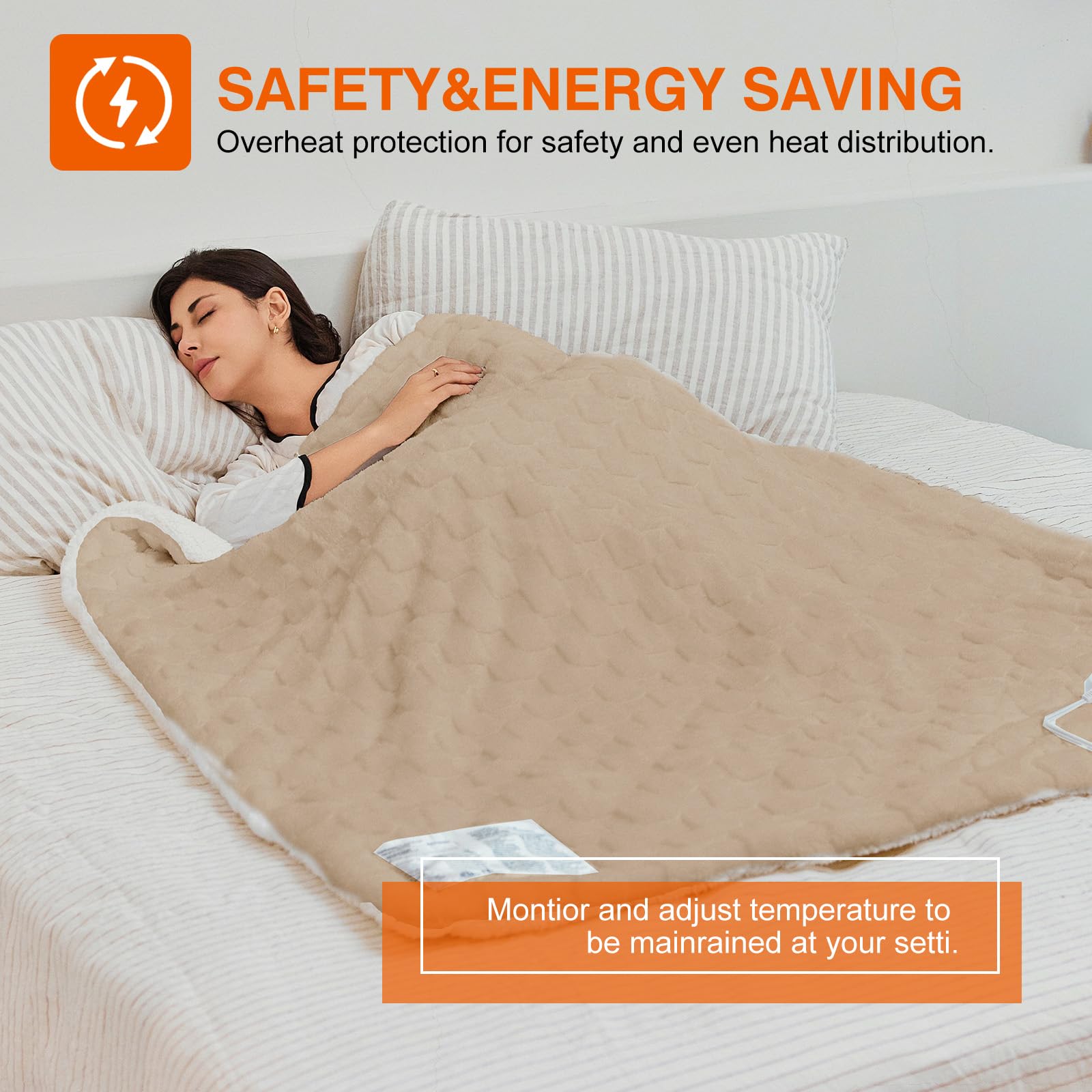 AEPINBH Soft Checked Flannel Electric Heated Blanket