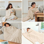 AEPINBH Stripe Faux Rabbit Fur Electric Heated Blanket