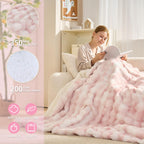 AEPINBH Soft Faux Rabbit Fur Bubble Electric Heated Blanket