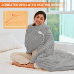 AEPINBH Stripe Faux Rabbit Fur Electric Heated Blanket