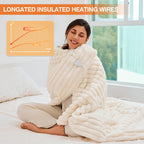 AEPINBH Stripe Faux Rabbit Fur Electric Heated Blanket