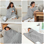 AEPINBH Stripe Faux Rabbit Fur Electric Heated Blanket