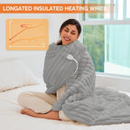 AEPINBH Stripe Faux Rabbit Fur Electric Heated Blanket
