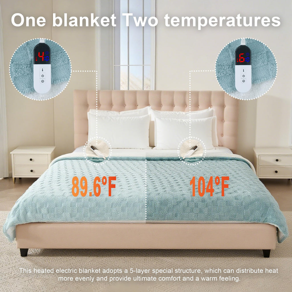AEPINBH Soft Checked Flannel Electric Heated Blanket
