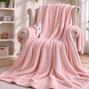 AEPINBH Pink flannel sherpa heated blanket