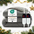 AEPINBH Electric Heated Blanket with Dual Controls, 10 Time Settings & 6 Heat Settings - Gray - King 90" x 104"