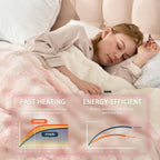 AEPINBH Soft Faux Rabbit Fur Bubble Electric Heated Blanket