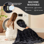 AEPINBH Soft Faux Rabbit Fur Bubble Electric Heated Blanket