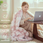 AEPINBH Soft Faux Rabbit Fur Bubble Electric Heated Blanket