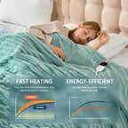 AEPINBH Stripe Faux Rabbit Fur Electric Heated Blanket