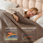 AEPINBH Electric Heated Blanket with Dual Controls, 10 Time Settings & 6 Heat Settings