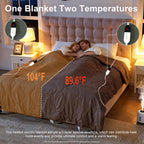 AEPINBH Electric Heated Blanket with Dual Controls, 10 Time Settings & 6 Heat Settings