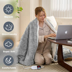 AEPINBH Soft Checked Flannel Electric Heated Blanket