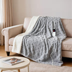 AEPINBH Soft Checked Flannel Electric Heated Blanket - Gray - 62"X84"