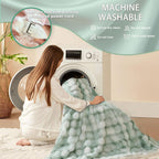 AEPINBH Soft Faux Rabbit Fur Bubble Electric Heated Blanket