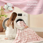 AEPINBH Soft Faux Rabbit Fur Bubble Electric Heated Blanket