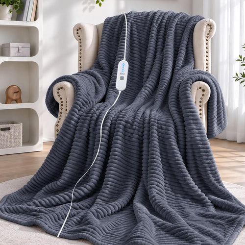 AEPINBH Haze Blue flannel sherpa heated blanket