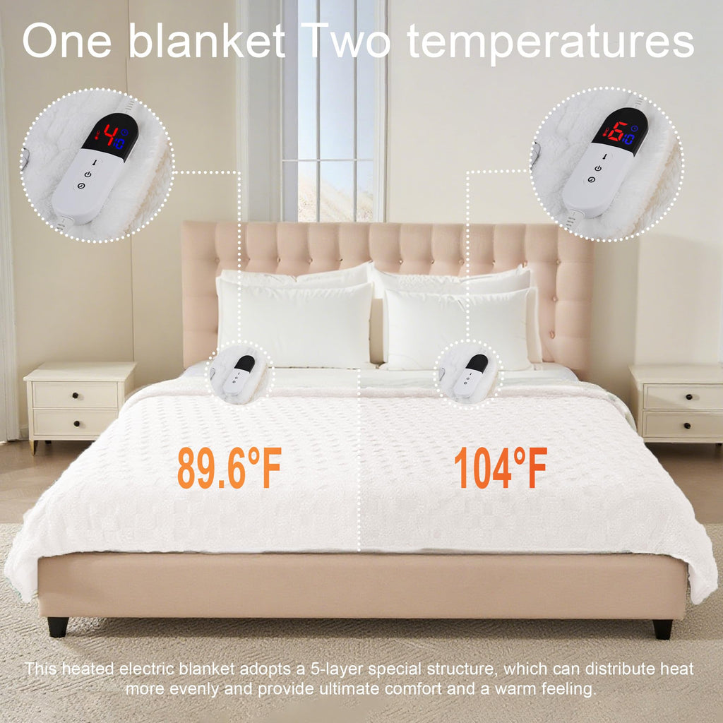 AEPINBH Soft Checked Flannel Electric Heated Blanket