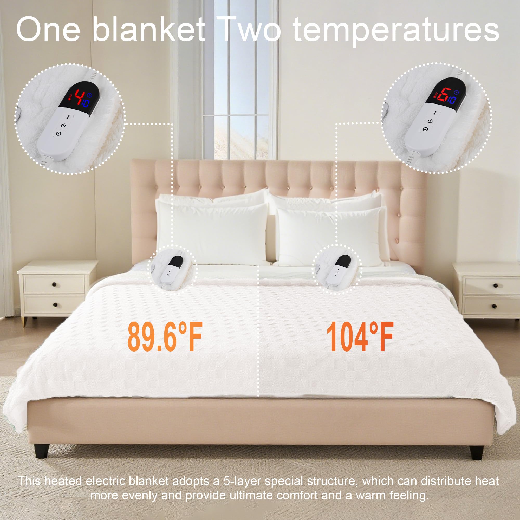 AEPINBH Soft Checked Flannel Electric Heated Blanket