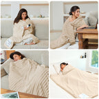 AEPINBH Stripe Faux Rabbit Fur Electric Heated Blanket