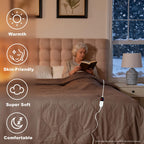 AEPINBH Electric Heated Blanket with Dual Controls, 10 Time Settings & 6 Heat Settings
