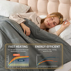 AEPINBH Electric Heated Blanket with Dual Controls, 10 Time Settings & 6 Heat Settings