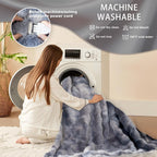 AEPINBH Soft Faux Rabbit Fur Bubble Electric Heated Blanket
