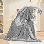 AEPINBH Soft Checked Flannel Electric Heated Blanket - Gray - 50"X60"