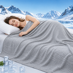 Cooling Blanket 60''x80''，Cold Blanket for Hot Sleepers,Lightweight Breathable, Instant Cool Fabric,Thin Summer Cooling Blanket for Couch, Bed & Travel,Portable with Drawstring Bag，Gray