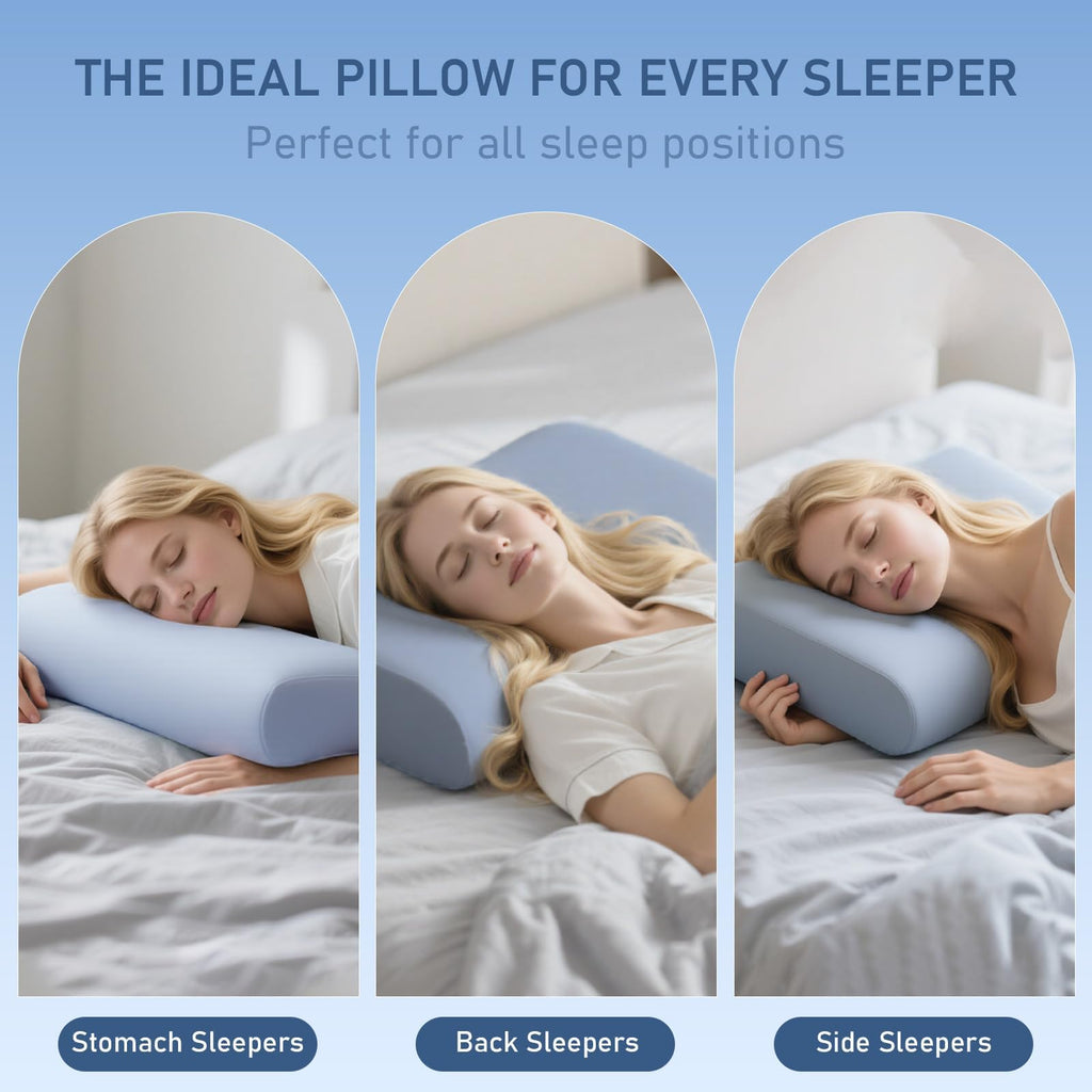 Cervical Pillow for Neck Pain Relief, 3.9 Inch Cooling Memory Foam Pillow, Ergonomic Support Pollow for Side and Back Sleepers